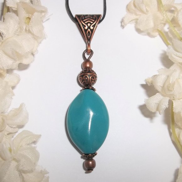 Boho Necklace, Turquoise Necklace, Turquoise Blue Necklace, Boho Jewelry 7509 - Picture 1 of 6